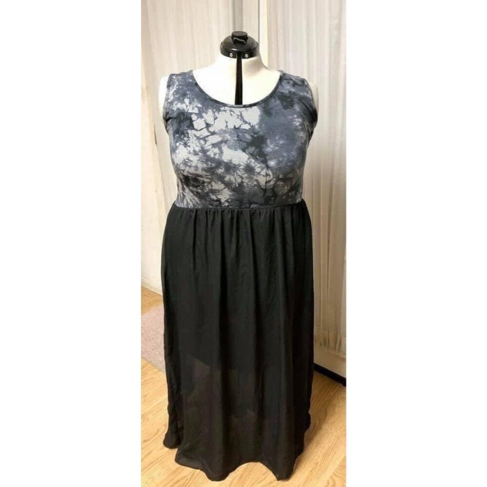 Xhilaration women's plus size tie dye sheer overlay maxi dress